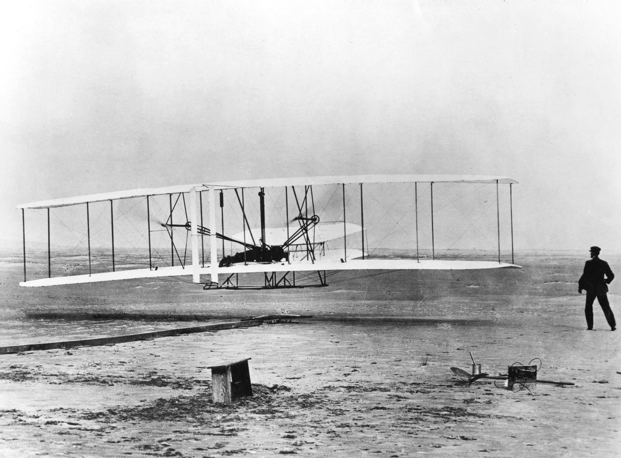 Wilbur i Orville Wright oraz pierwszy lot z napędem, Karolina Północna, 17 grudnia 1903 r autorstwa Unbekannt