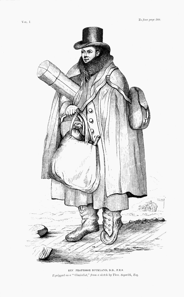 William Buckland, geolog, paleontolog i duchowny, wyposażony do badania lodowca, 1875 autorstwa Unbekannt