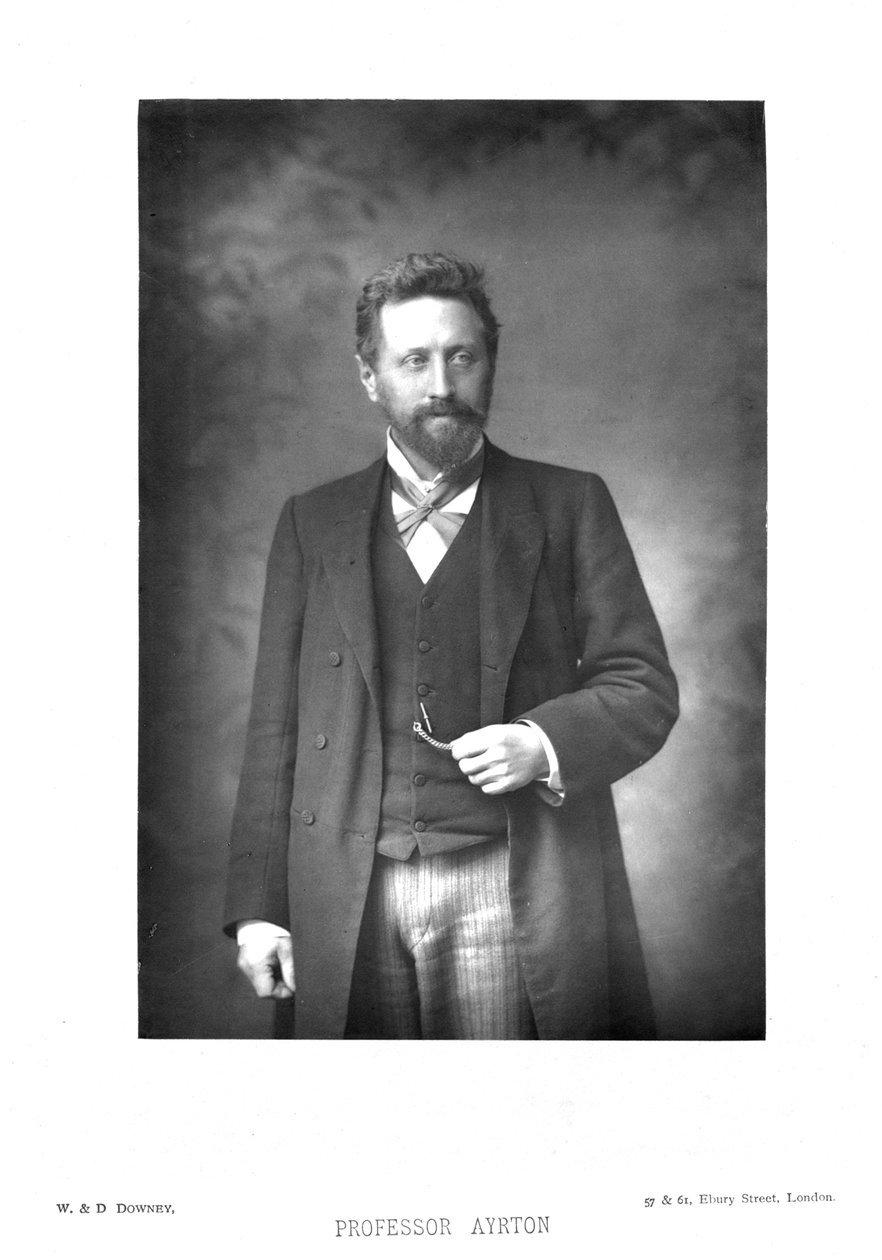 William Edward Ayrton 1847-1908, brytyjski fizyk, inżynier elektryk i wynalazca, c1890 autorstwa Unbekannt