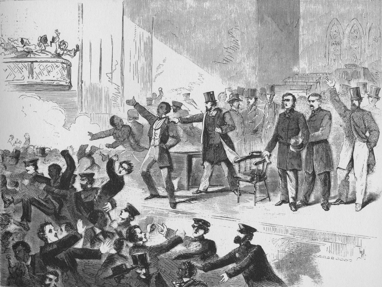 William Lloyd Garrison próbuje zorganizować spotkanie z okazji rocznicy Johna Browna w Tremont Temple w Bostonie, autorstwa Unbekannt