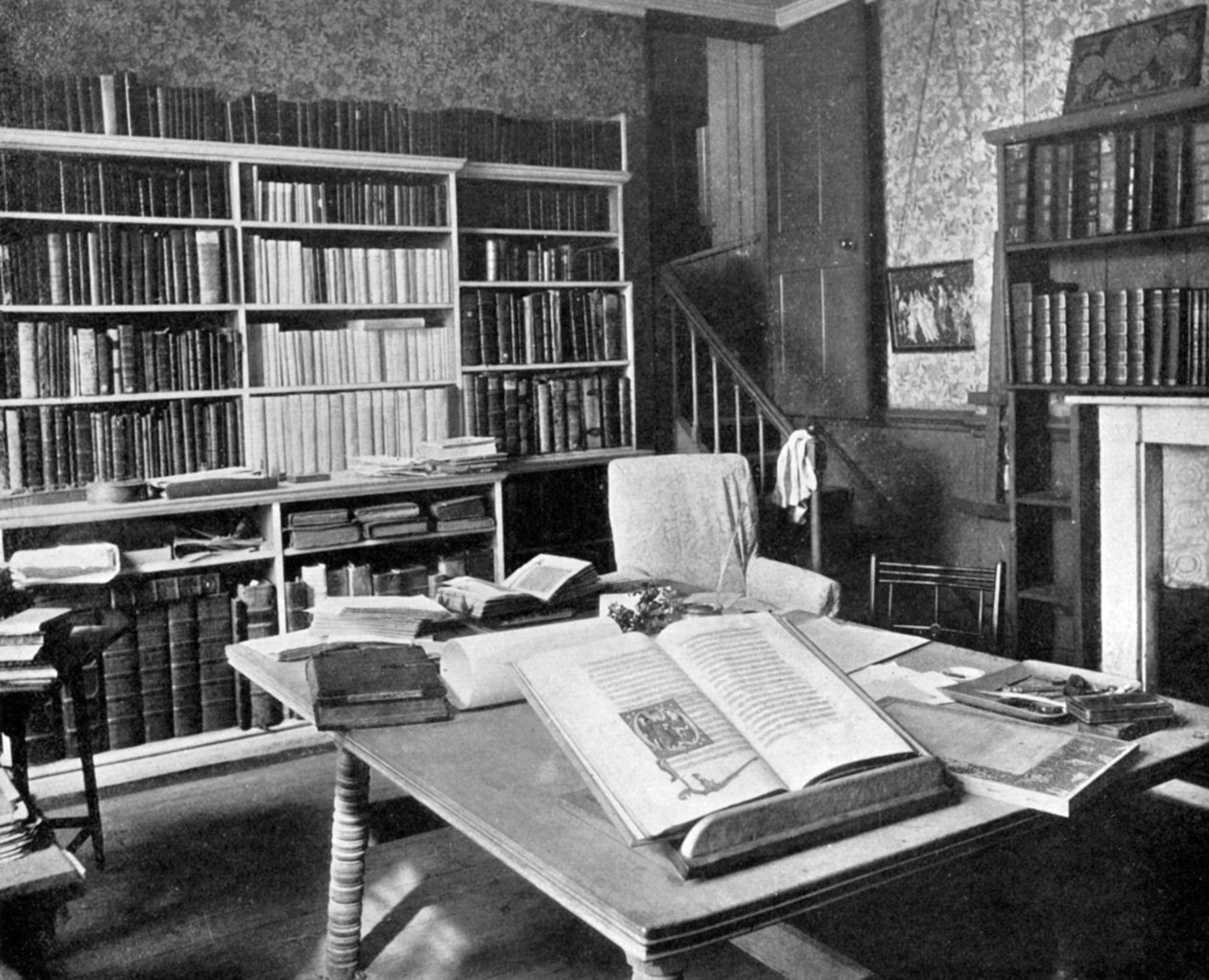 Badanie Williama Morriss, Kelmscott Manor, Kelmscott, Oxfordshire, 1901 autorstwa Unbekannt