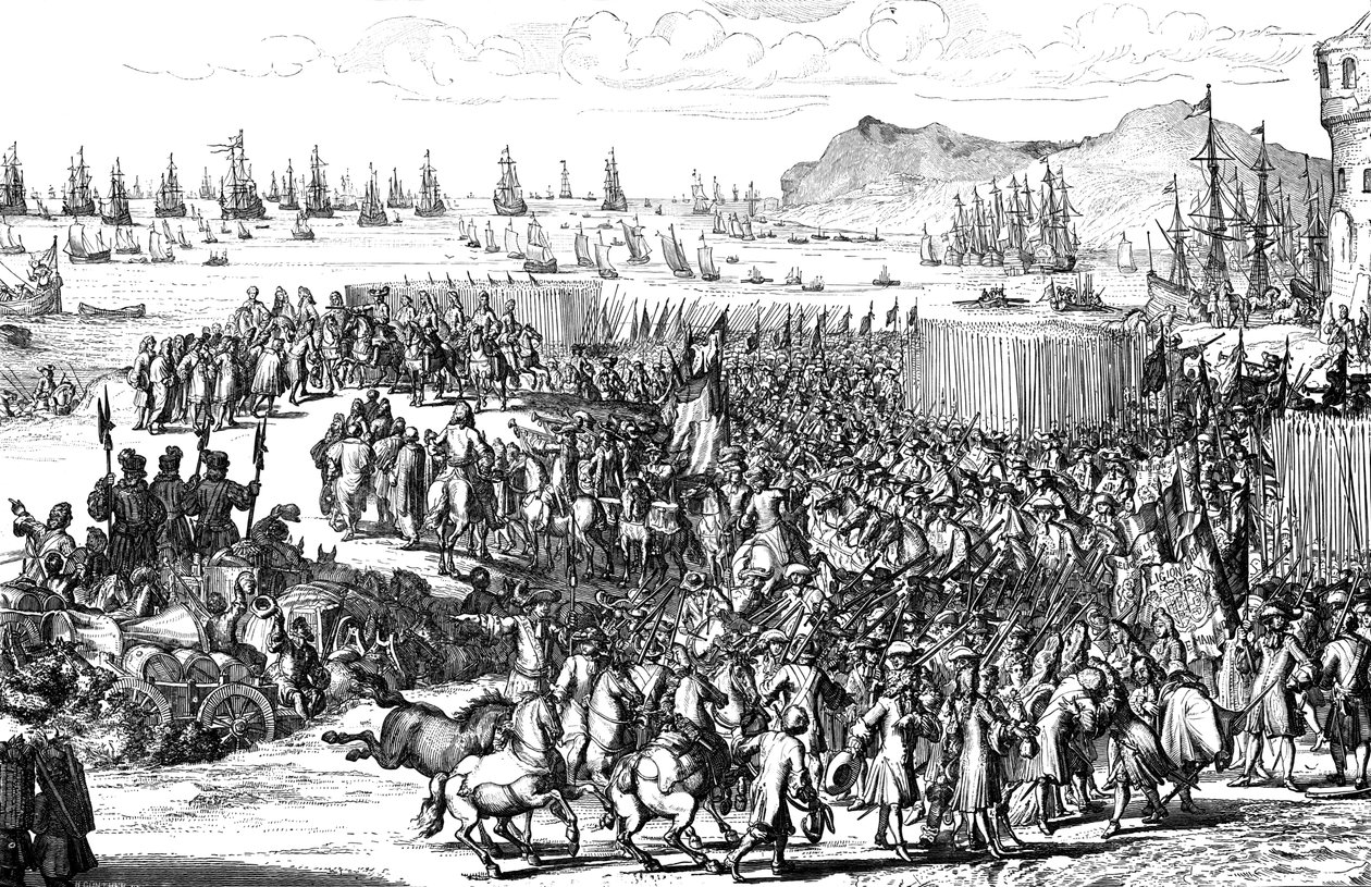 Wilhelm Orański lądował ze swoją armią pod Torbay, Devon, 5 listopada 1688 autorstwa Unbekannt