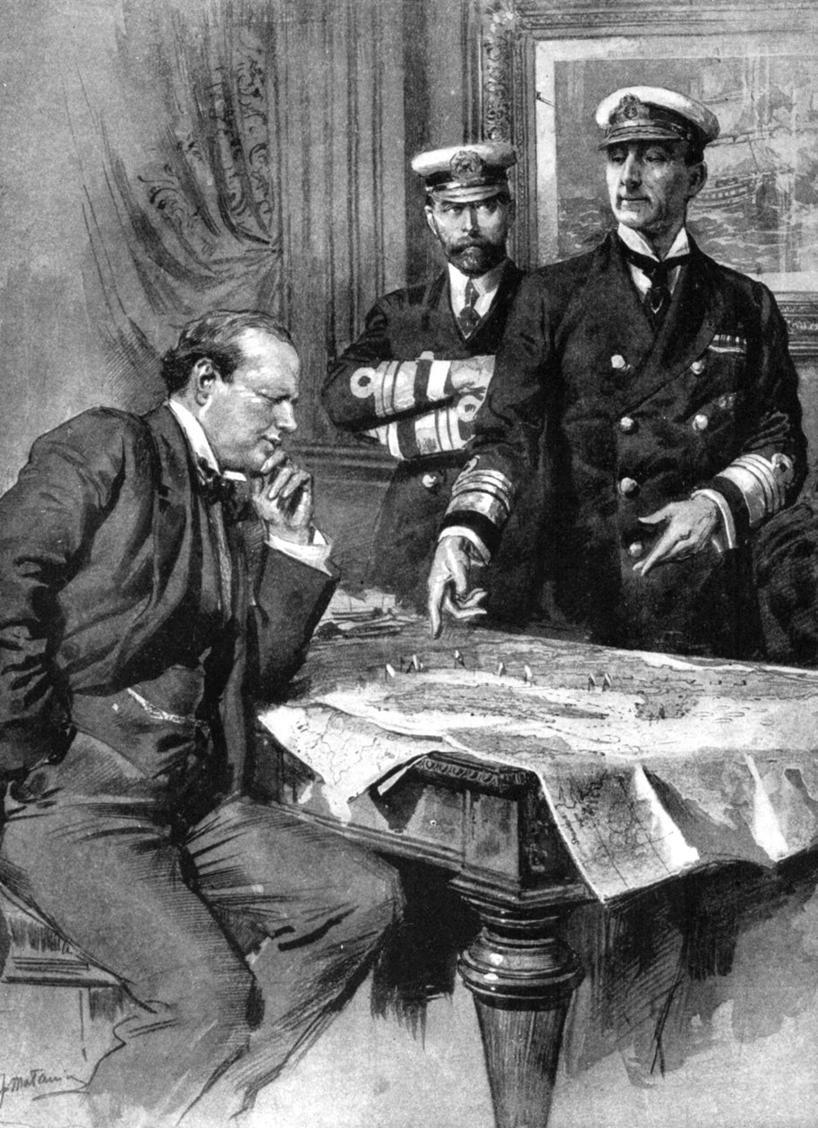Winston Churchill, Charles Madden i Sir John Jellicoe, I wojna światowa, 1914 autorstwa Unbekannt