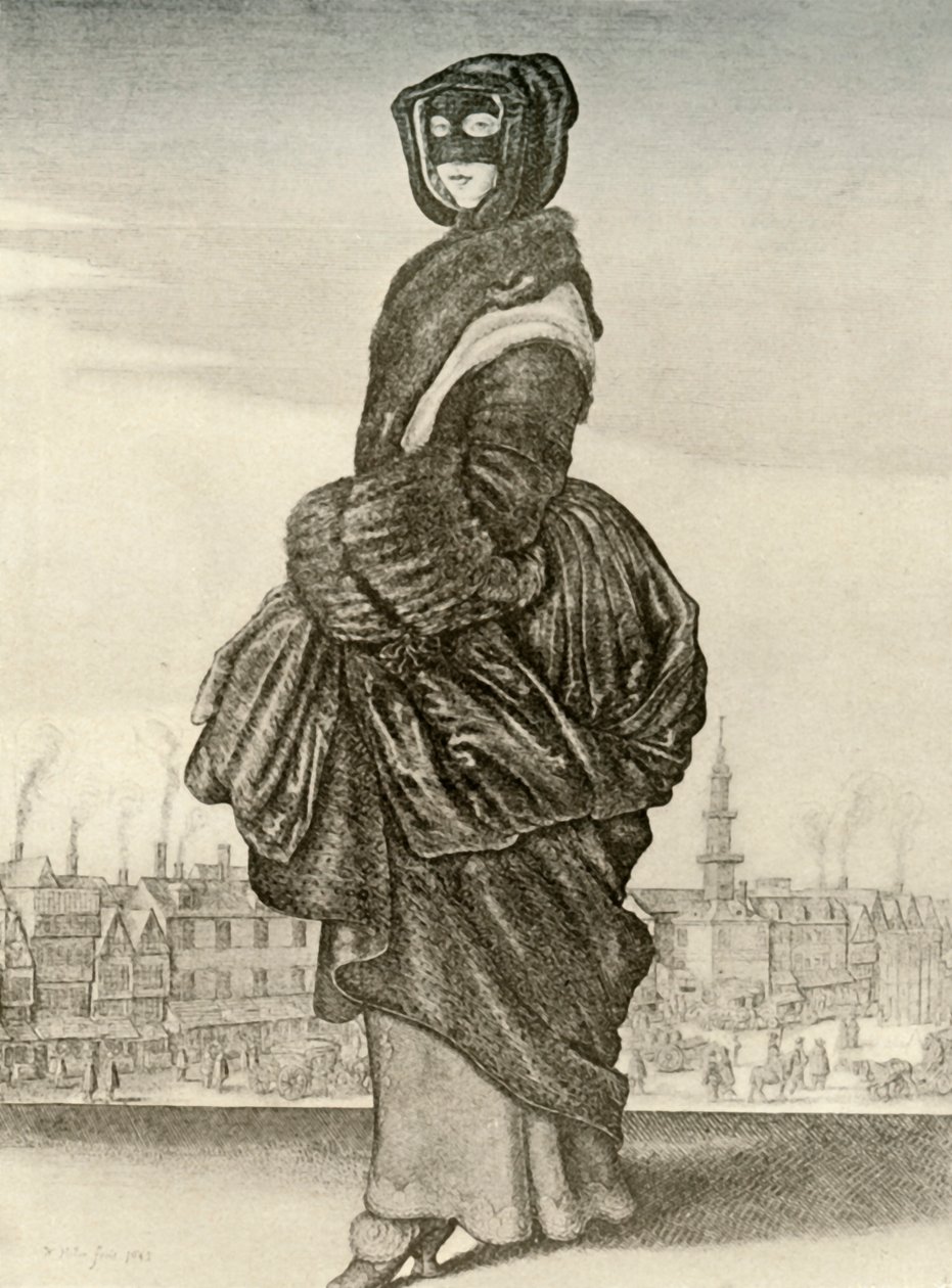 Zima - Plenerowa zimowa sukienka Angielki, panowanie Karola I, c1620-1640, 1937 autorstwa Unbekannt