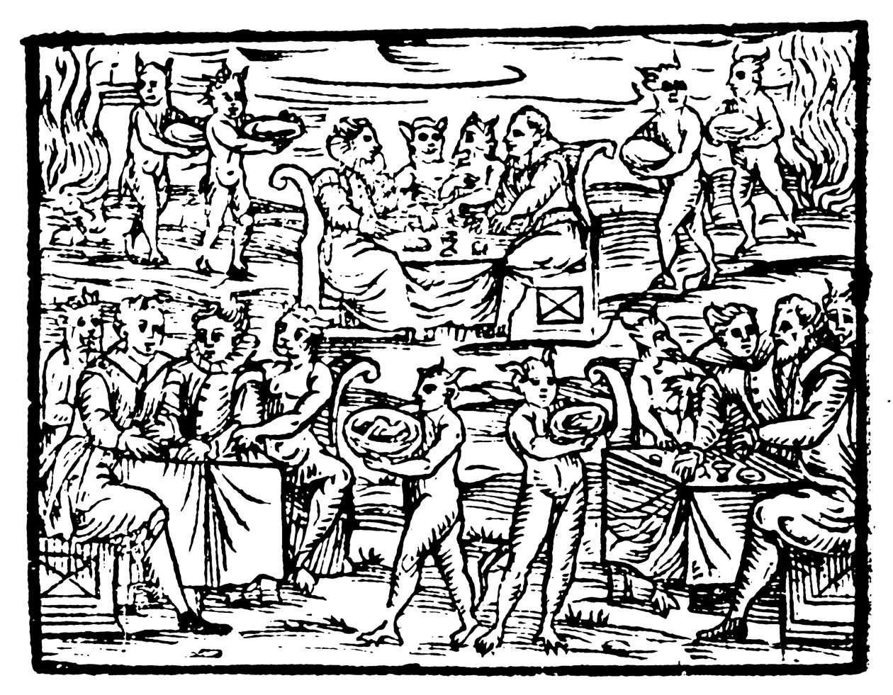 Czarownice i czarownicy ucztujący w szabat, 1608 autorstwa Unbekannt
