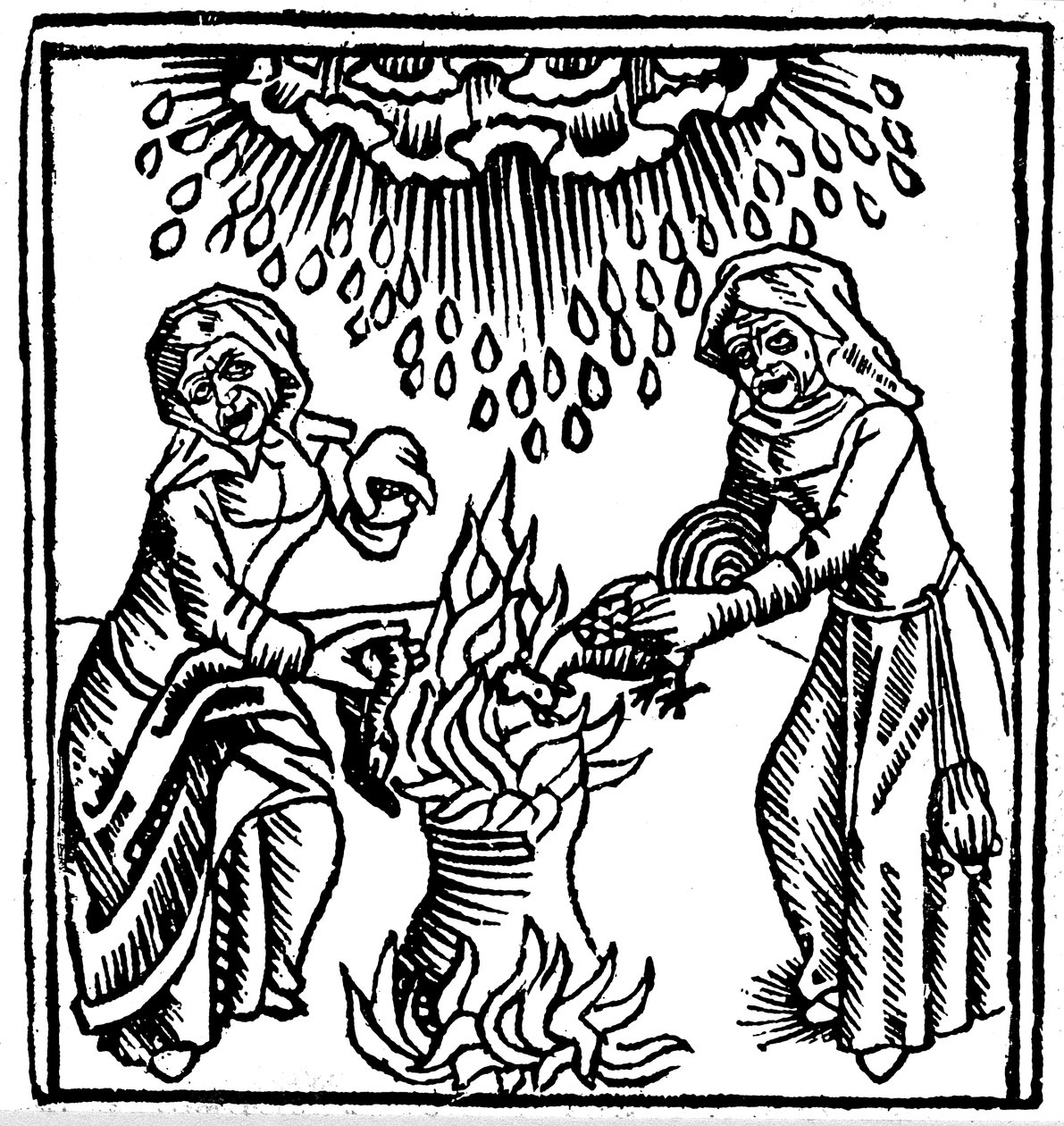 Czarownice rzucające zaklęcie sprowadzające deszcz, 1489 autorstwa Unbekannt