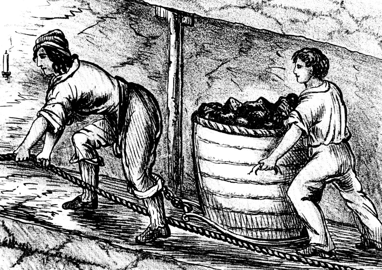 Kobieta i chłopiec pracujący w kopalni węgla, Bolton, Lancashire, 1848 autorstwa Unbekannt
