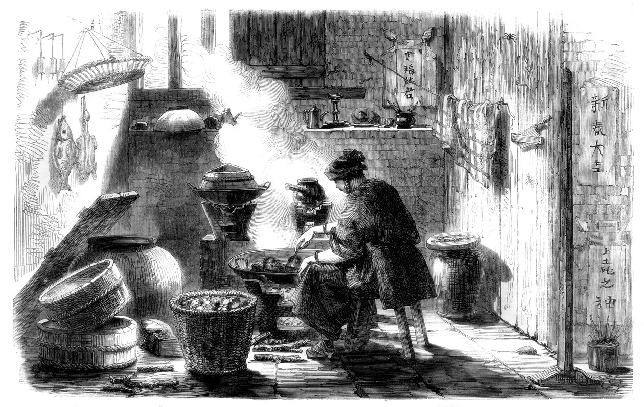 Kobieta przygotowująca ciasta na Chiński Nowy Rok, 1861 autorstwa Unbekannt
