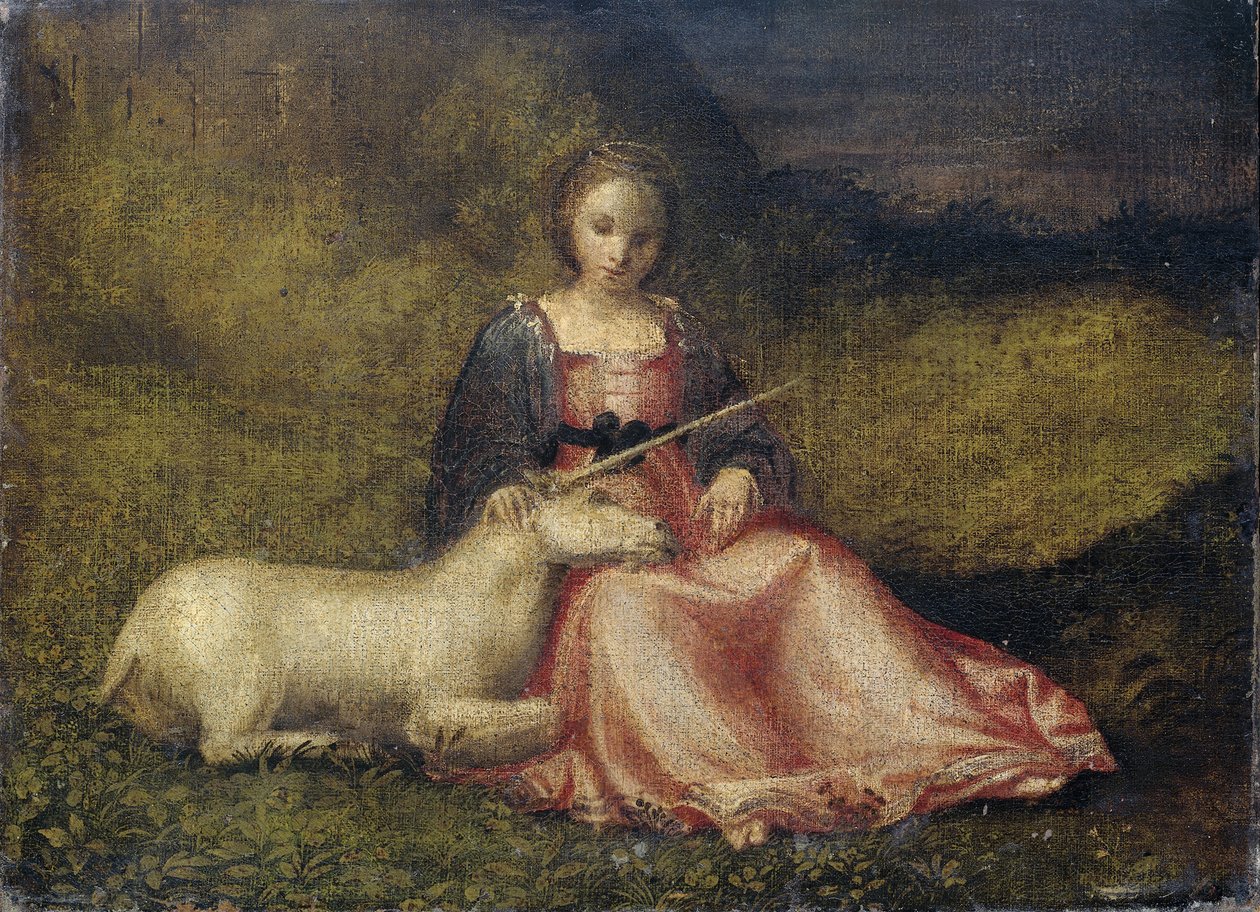 Kobieta z jednorożcem, ok. 1510 autorstwa Unbekannt