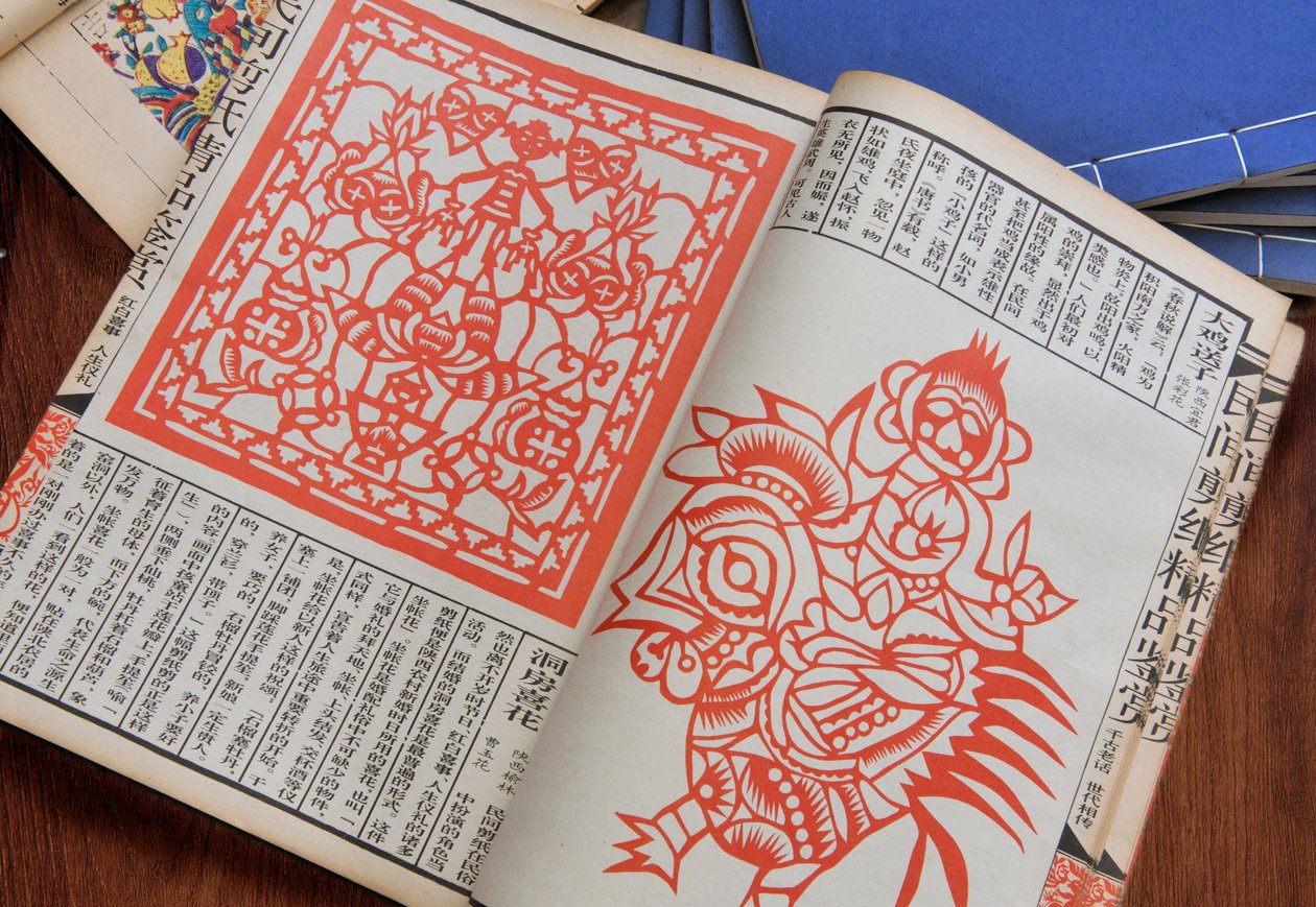 Woodblock Print chińskich cięć papieru (kolory woodblock print) autorstwa Unbekannt