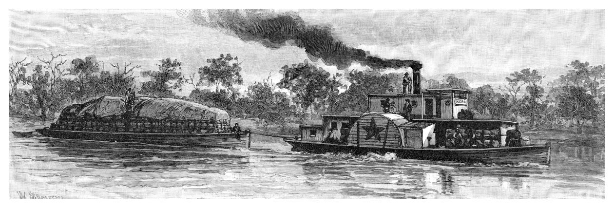 Barka wełniana na rzece Darling, Australia, 1886 r. autorstwa Unbekannt
