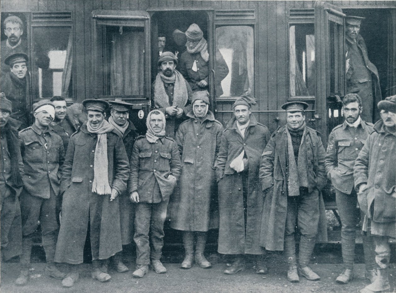 Ranne wojska angielskie w drodze do szpitala bazowego, ok. 1914 r. autorstwa Unbekannt
