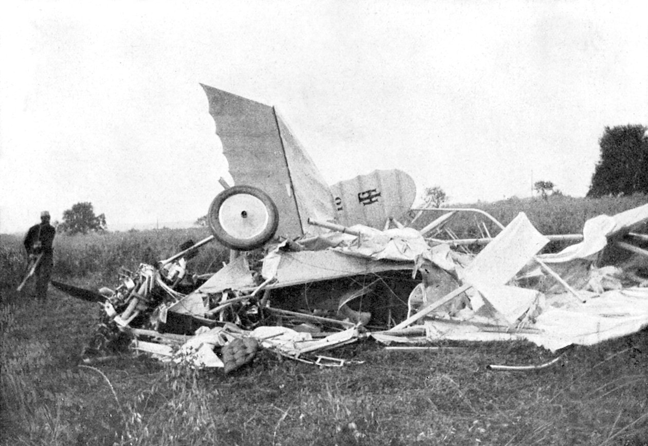 Wrak samolotu, w którym zginął brytyjski pilot, porucznik Warneford, 1915 autorstwa Unbekannt