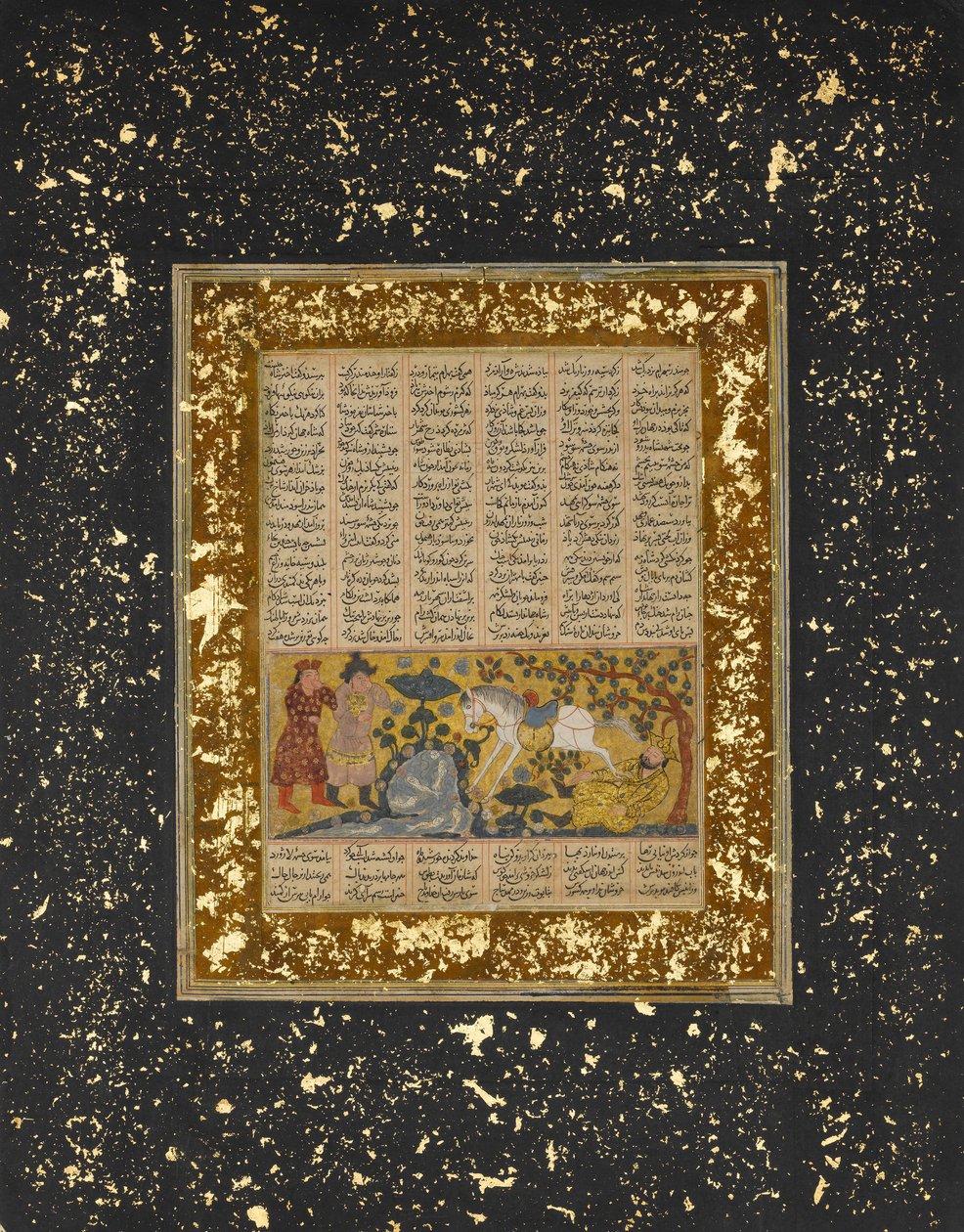 Yazdegird I skopany przez Wodnego Konia, Folio z Szahnamy..., ca. 1300-30. autorstwa Unbekannt