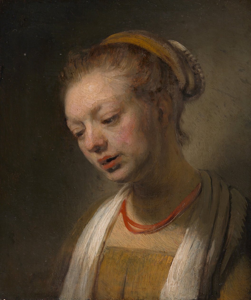 Młoda kobieta z czerwonym naszyjnikiem, ca. 1645. autorstwa Unbekannt