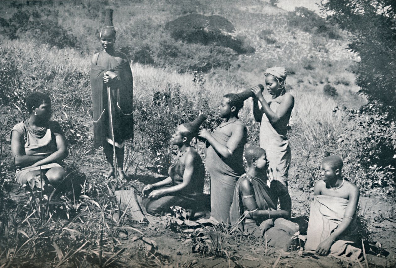 Fryzjerstwo dziewcząt Zulu, 1912 autorstwa Unbekannt