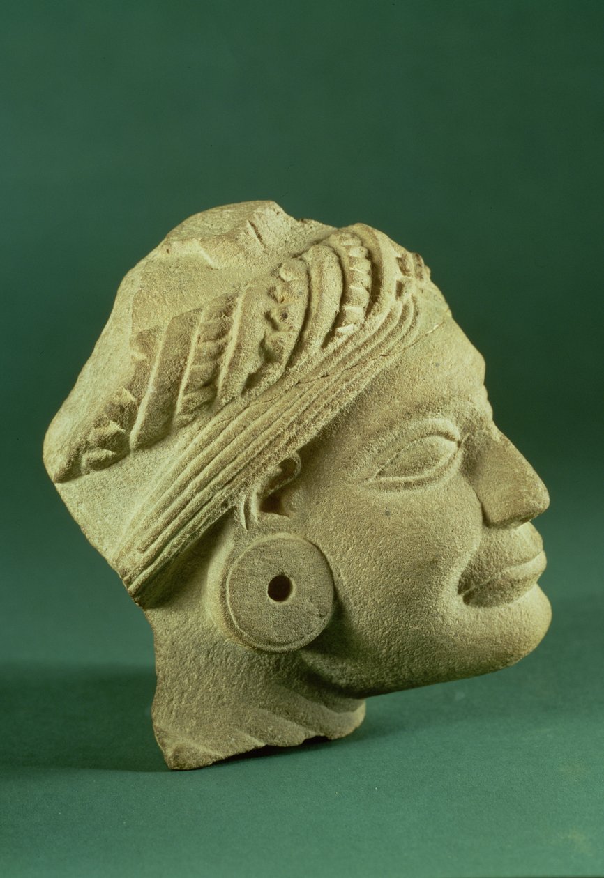 Głowa z turbanem z polerowanego piaskowca, Sarnath, III wiek p.n.e autorstwa Unbekannt Unbekannt