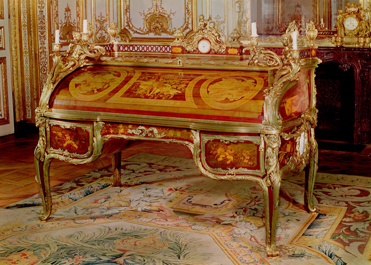 Bureau du Roi Oebena i Riesenera, intarsja i ormolu, 1760-69 autorstwa Unbekannt Unbekannt