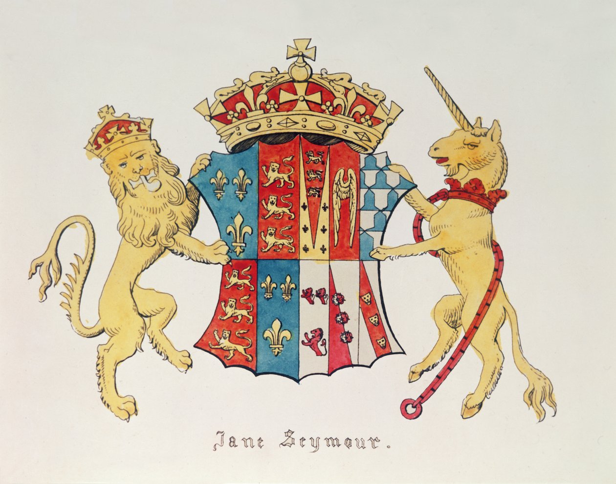 Herb Jane Seymour (ok. 1509-37), trzeciej żony króla Anglii Henryka VIII (1491-1547) (druk) autorstwa Unbekannt Unbekannt