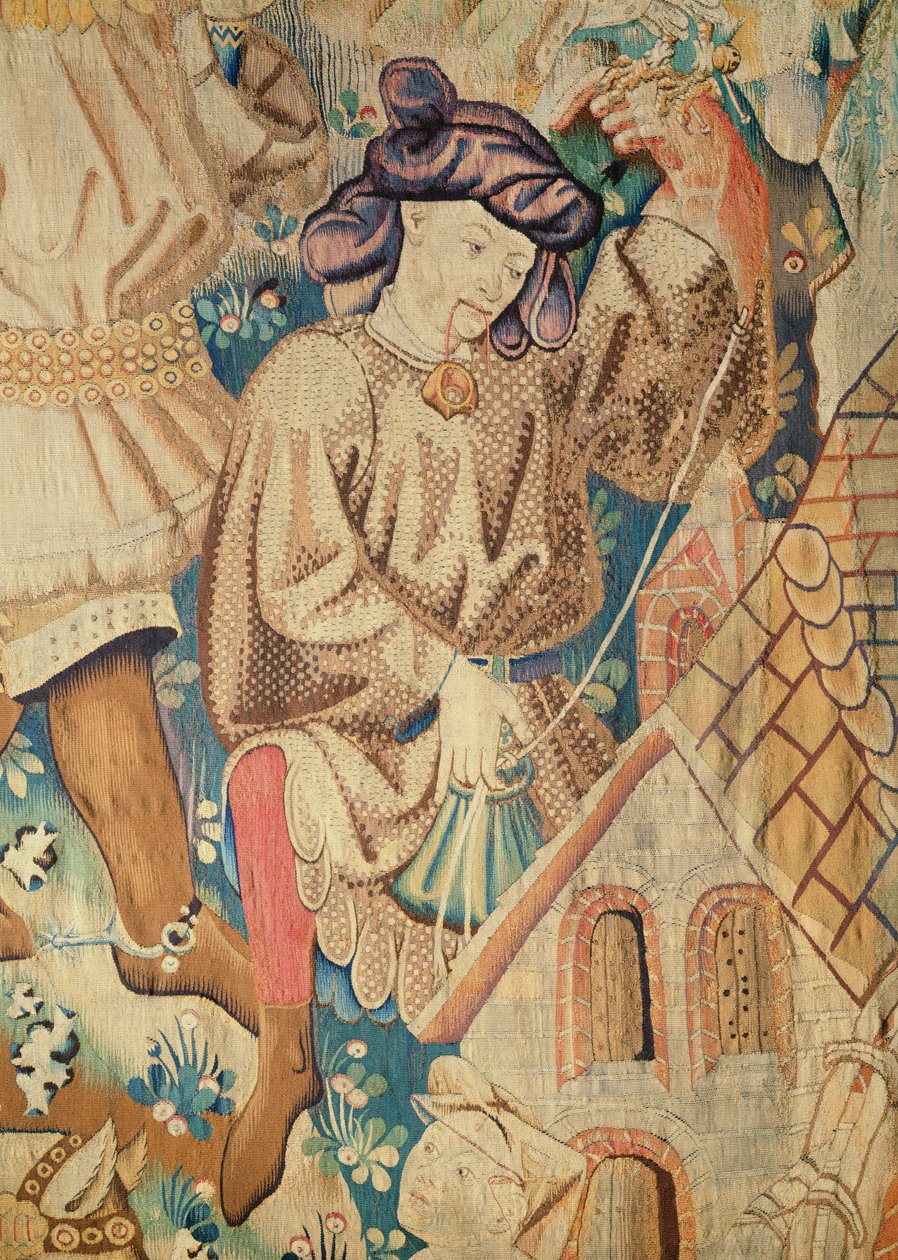 Detal z jednego z gobelinów myśliwskich z Devonshire, Arras 1425-50 autorstwa Unbekannt Unbekannt