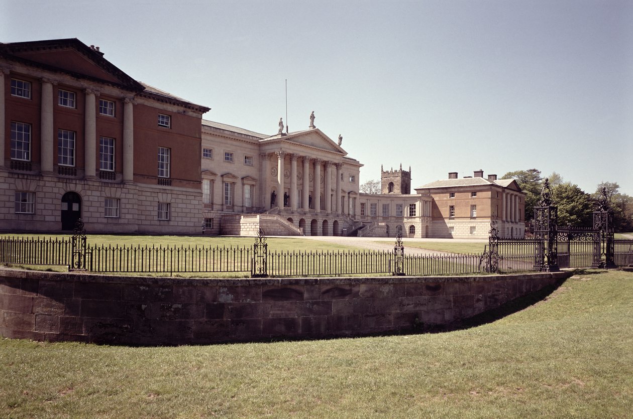 Zewnętrzna część frontu południowego, Kedleston Hall, Derbyshire, zbudowana w latach 1759-65 autorstwa Unbekannt Unbekannt
