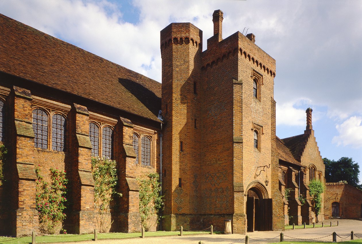 Zewnętrzny widok na Stary Pałac Hatfield House, Hertfordshire, zbudowany 1480s autorstwa Unbekannt Unbekannt