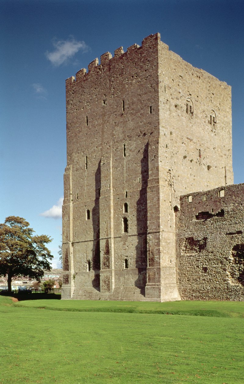 Widok zewnętrzny donżonu, Zamek Portchester, Hampshire, zbudowany ok. 1160-72 autorstwa Unbekannt Unbekannt