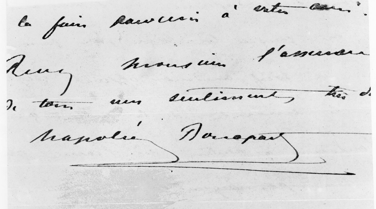Pismo odręczne i podpis Napoleona Bonaparte (1769-1821) (pióro i tusz na papierze) autorstwa Unbekannt Unbekannt