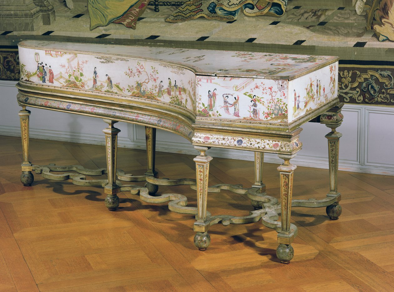 Klawesyn, figurki Chinoiserie na białym tle laki z Warsztatu Dagly, prawdopodobnie Gerard Dagly, 1710 autorstwa Unbekannt Unbekannt