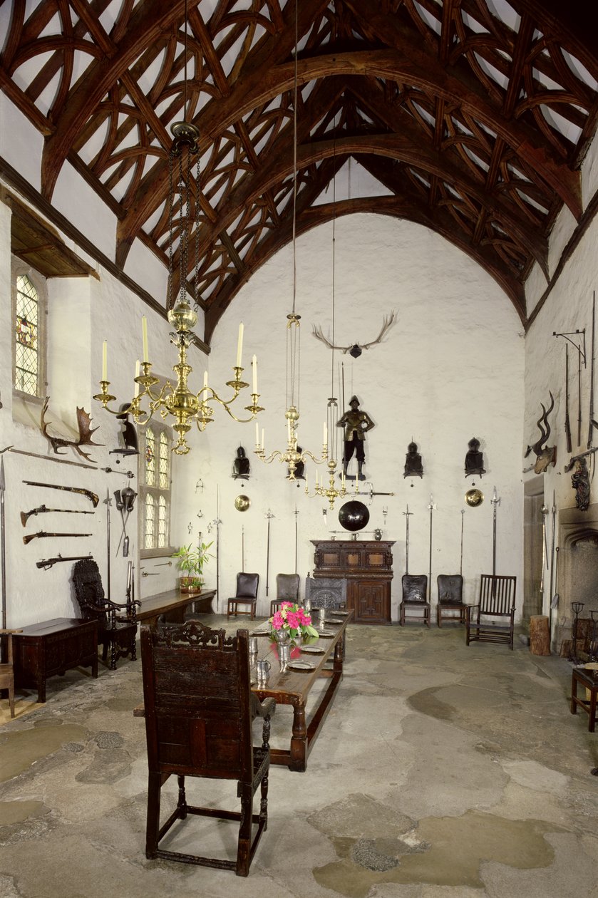 Wnętrze Wielkiej Sali, Cotehele House, Kornwalia autorstwa Unbekannt Unbekannt