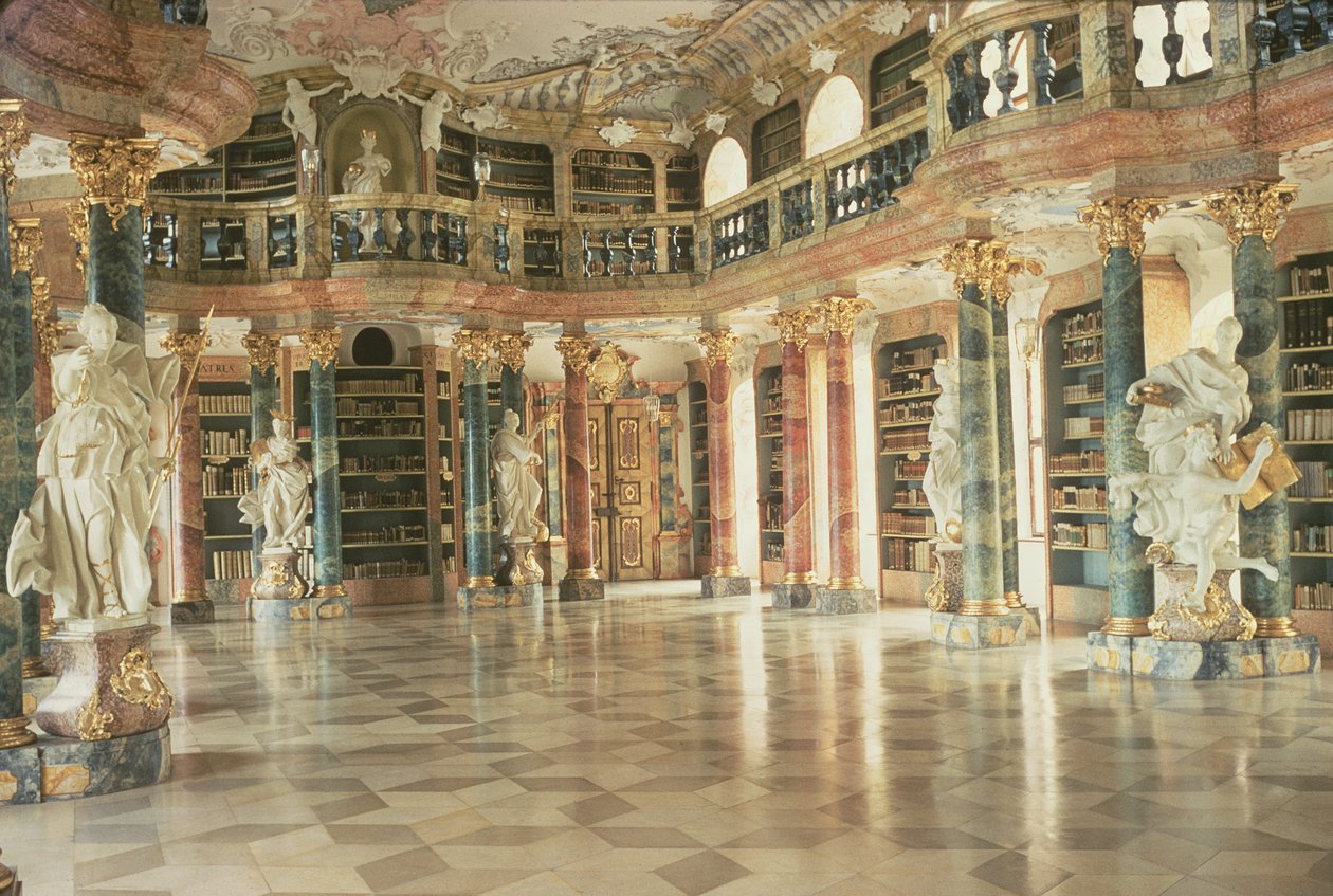 Wnętrze biblioteki, ukończone w 1744 autorstwa Unbekannt Unbekannt