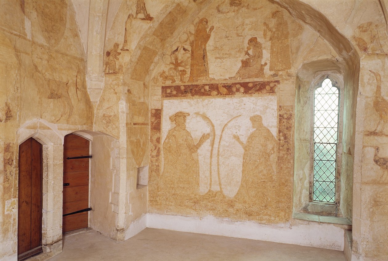 Wnętrze przedstawiające malowidła ścienne, Longthorpe Tower, Cambridgeshire autorstwa Unbekannt Unbekannt