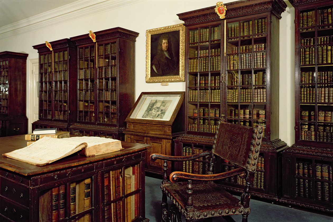 Widok wnętrza Biblioteki Pepys, Magdalene College, Cambridge autorstwa Unbekannt Unbekannt
