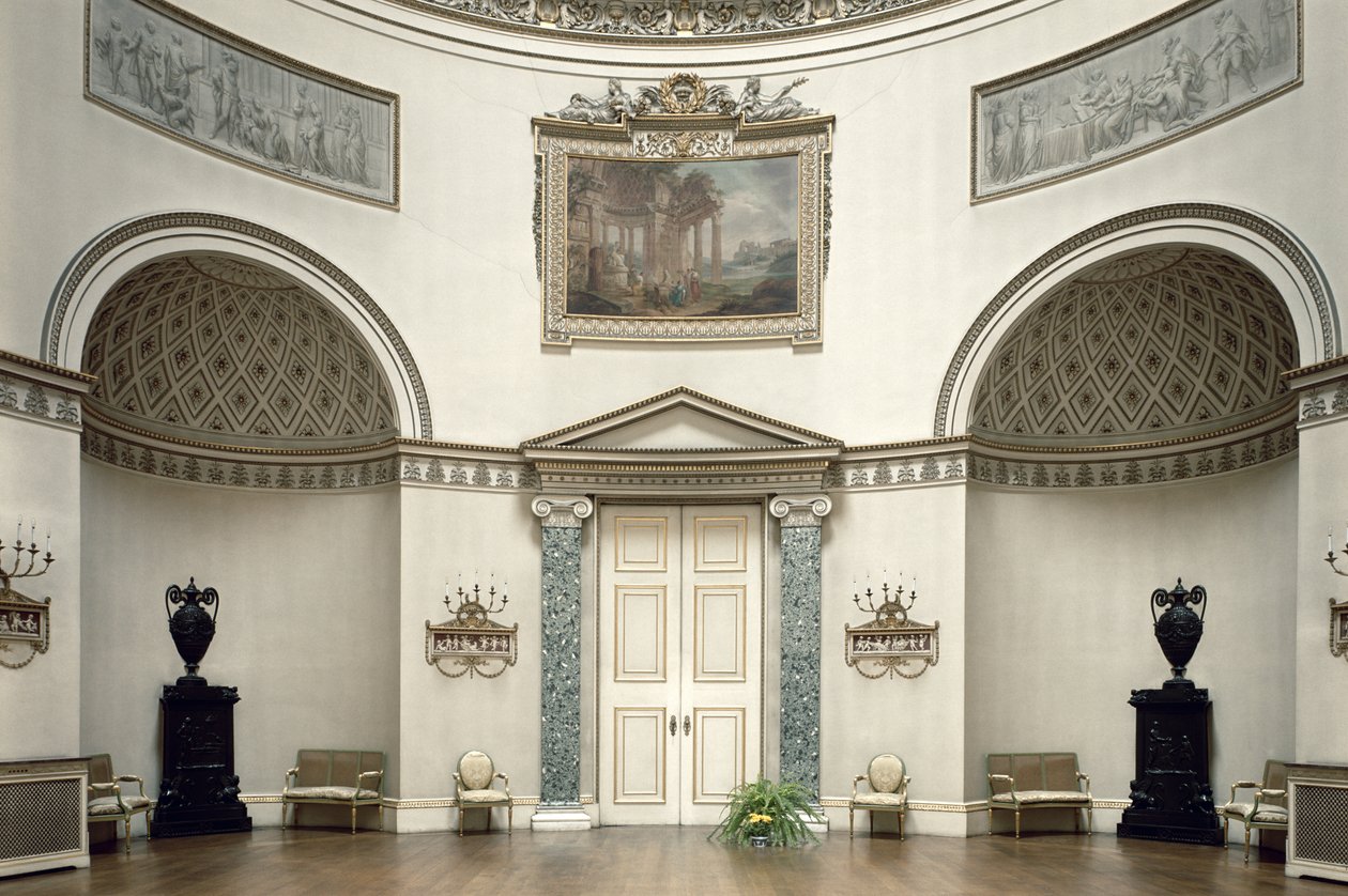 Kedleston Hall, The Saloon, Derbyshire, Wielka Brytania, zaprojektowany przez Roberta Adama (1728-92) ukończony w 1763 roku autorstwa Unbekannt Unbekannt