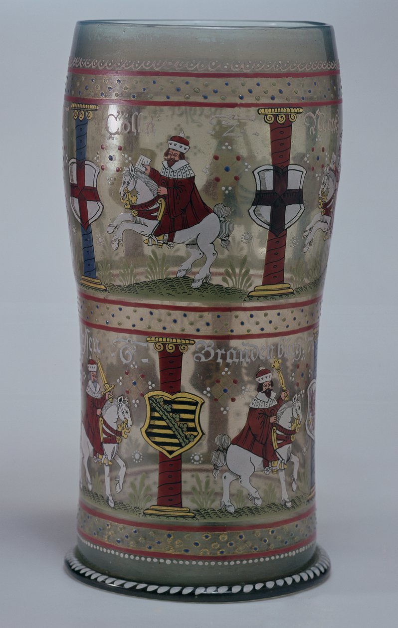 Kurfuersten Hupen (niemiecki kieliszek wyborczy) emaliowany ze scenami cesarza i siedmiu elektorów na białych koniach, czeski, 1625 autorstwa Unbekannt Unbekannt