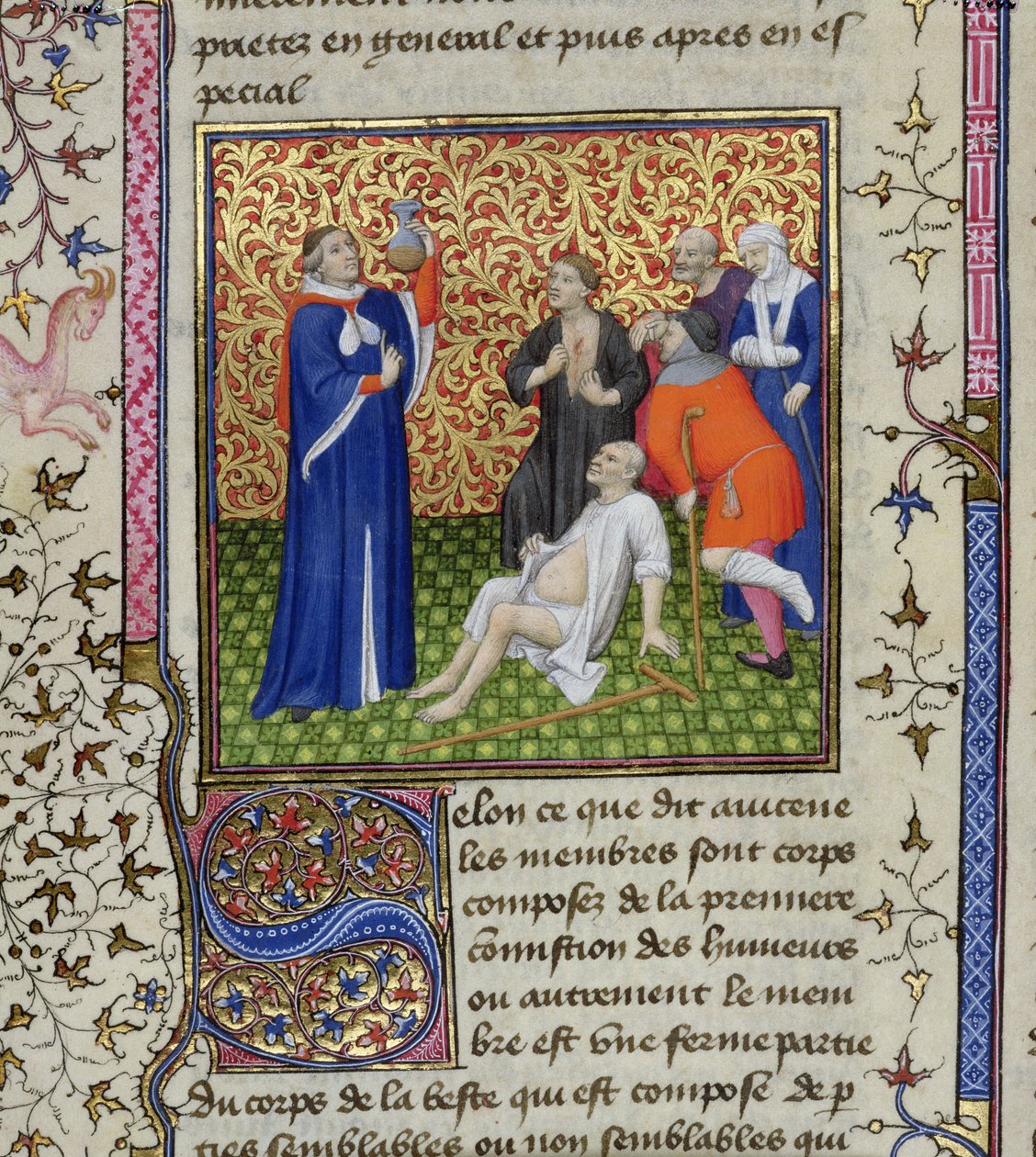 Ms.251 f.54v Lekarz ze swoimi pacjentami, z Des Proprietez des Choses, c.1415 autorstwa Unbekannt Unbekannt
