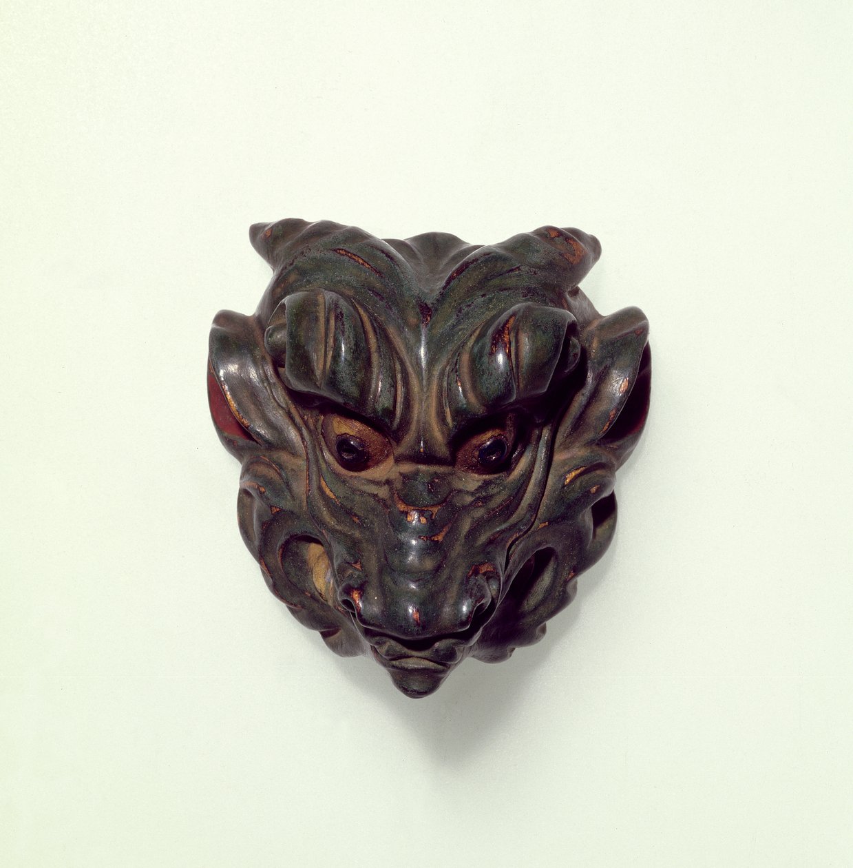 Malowany netsuke z bukszpanu, wyrzeźbiony jako model maski Gagaku, XIX w. autorstwa Unbekannt Unbekannt
