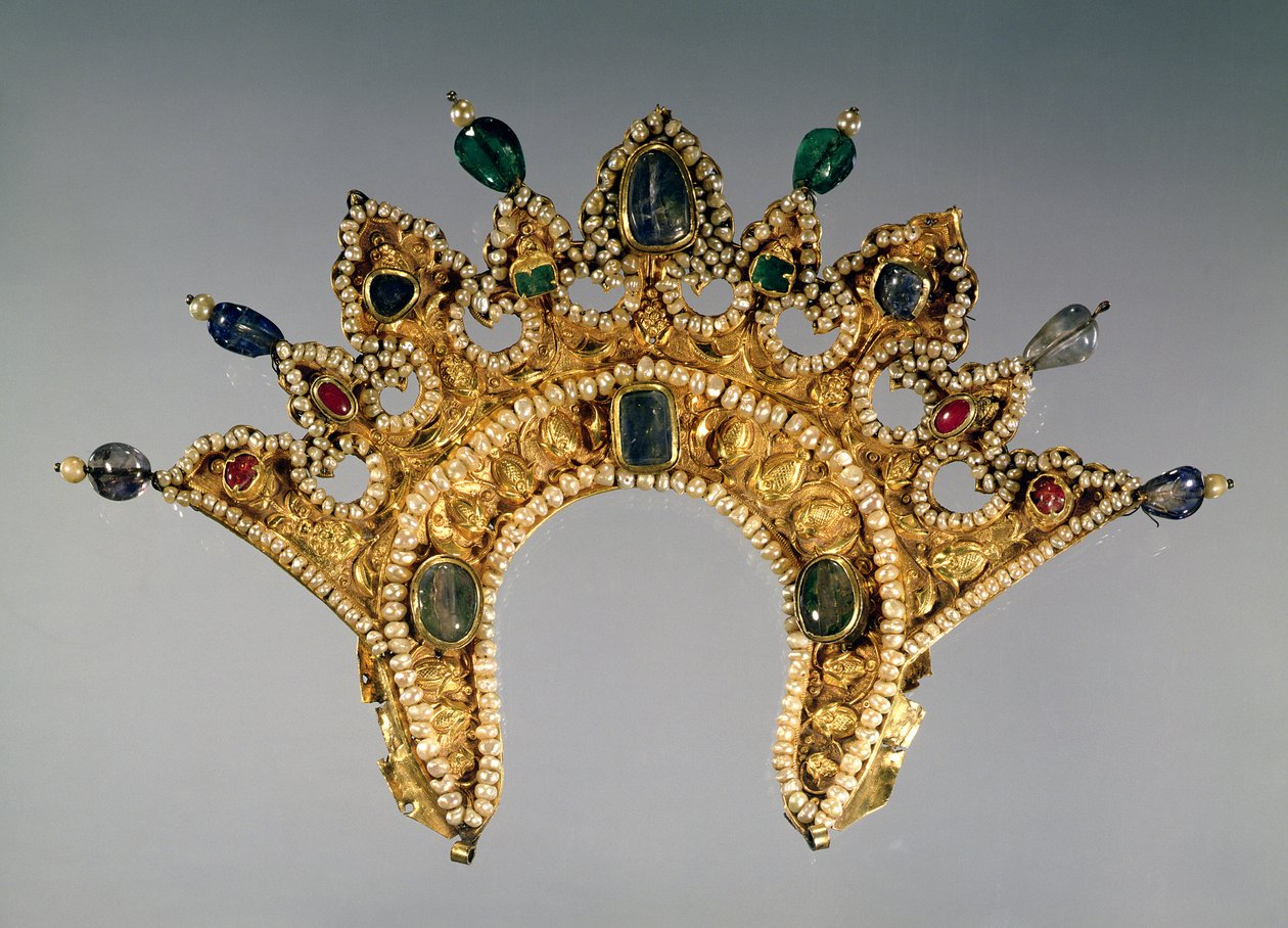 Rosyjski diadem, złoty wysadzany perłami i półszlachetnymi kamieniami, początek XVII w. autorstwa Unbekannt Unbekannt