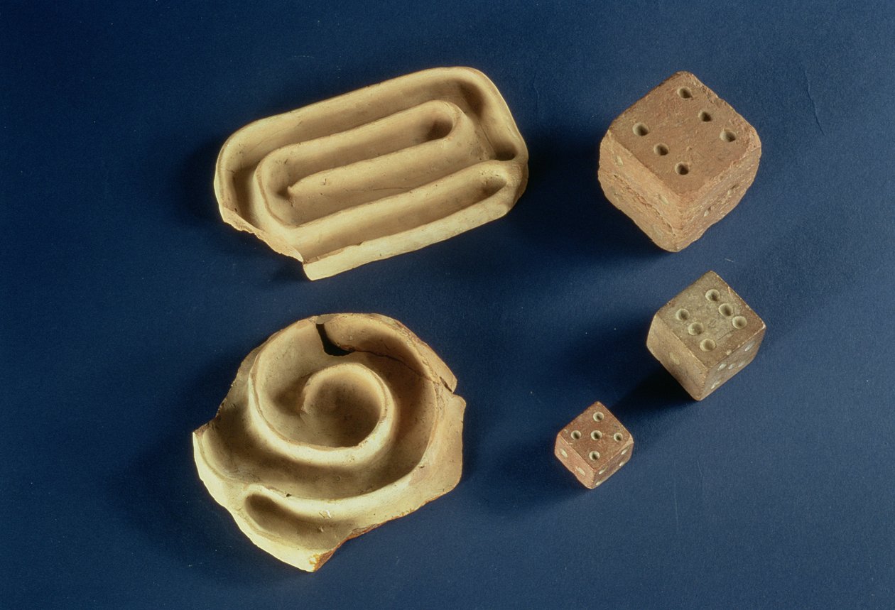 Gra w kości z piaskowca i labirynt z terakoty, Harappa, 2300-1750 pne autorstwa Unbekannt Unbekannt