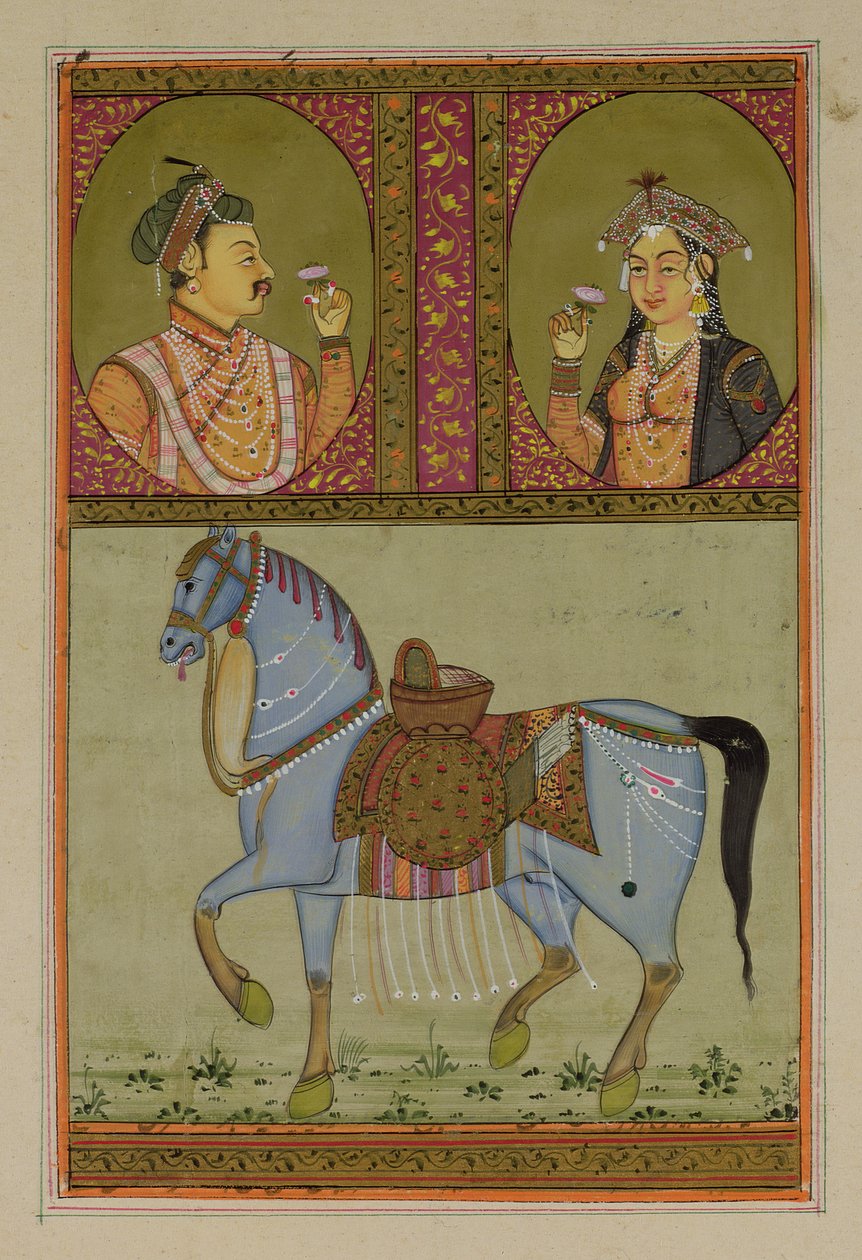 Shah Jahan (1592-1666) i Muntaz Mahal, jego żona (zm. 1629), Mughal autorstwa Unbekannt Unbekannt