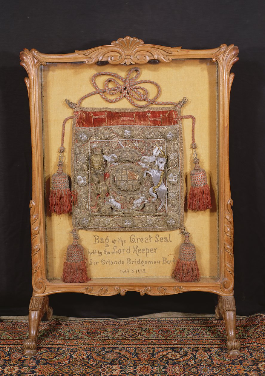 Torba Wielkiej Pieczęci, trzymana przez Lorda Strażnika, Sir Orlando Bridgemana (1667-72) autorstwa Unbekannt Unbekannt