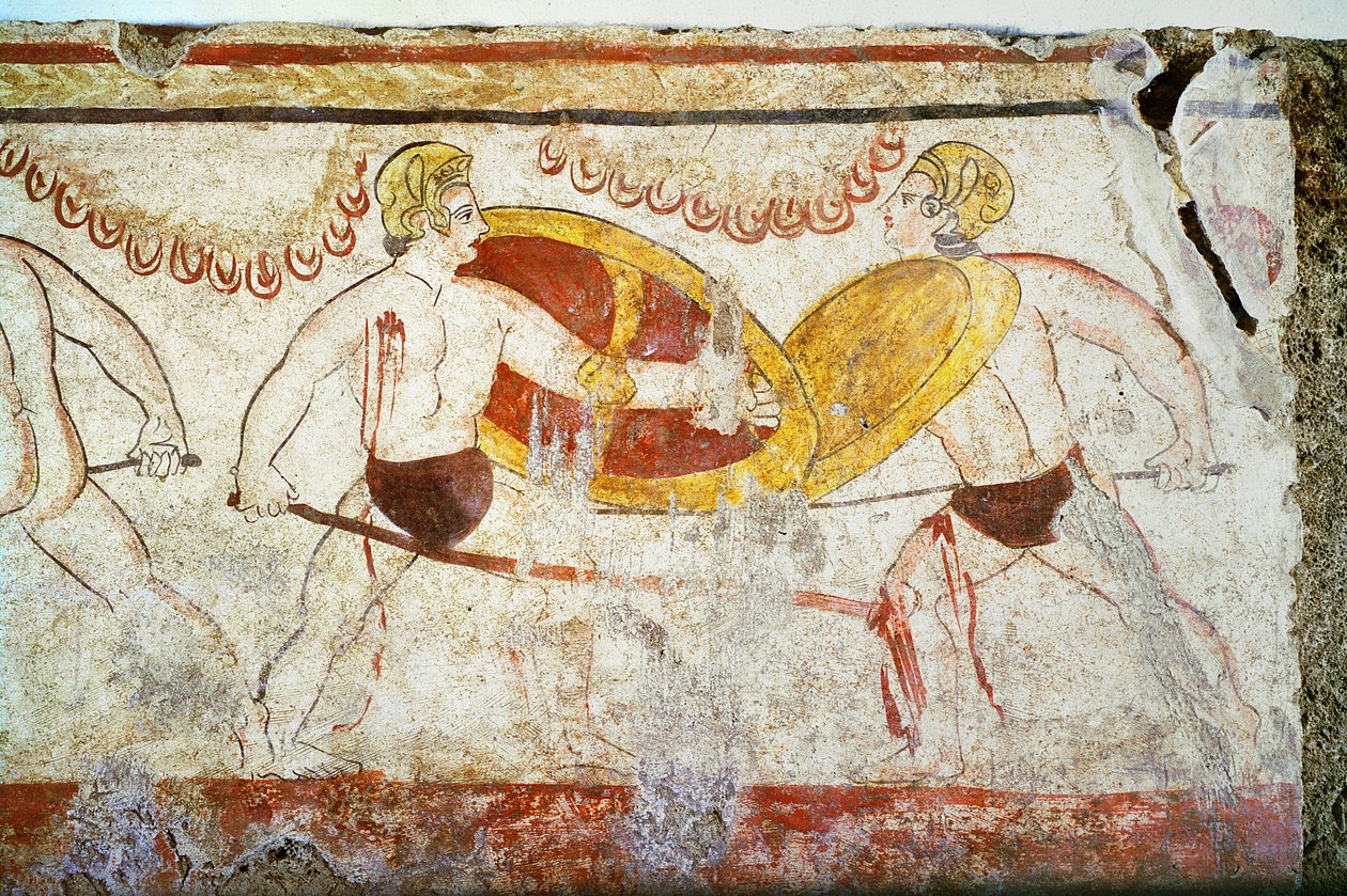 Bitwa gladiatorów, fragment pojedynku, ok. III wpne autorstwa Unbekannt Unbekannt