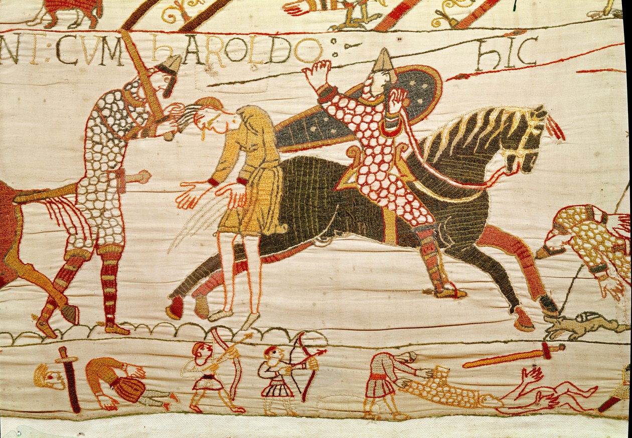 Normanowie zabijają ludzi Harolda, Bayeux Tapestry autorstwa Unbekannt Unbekannt