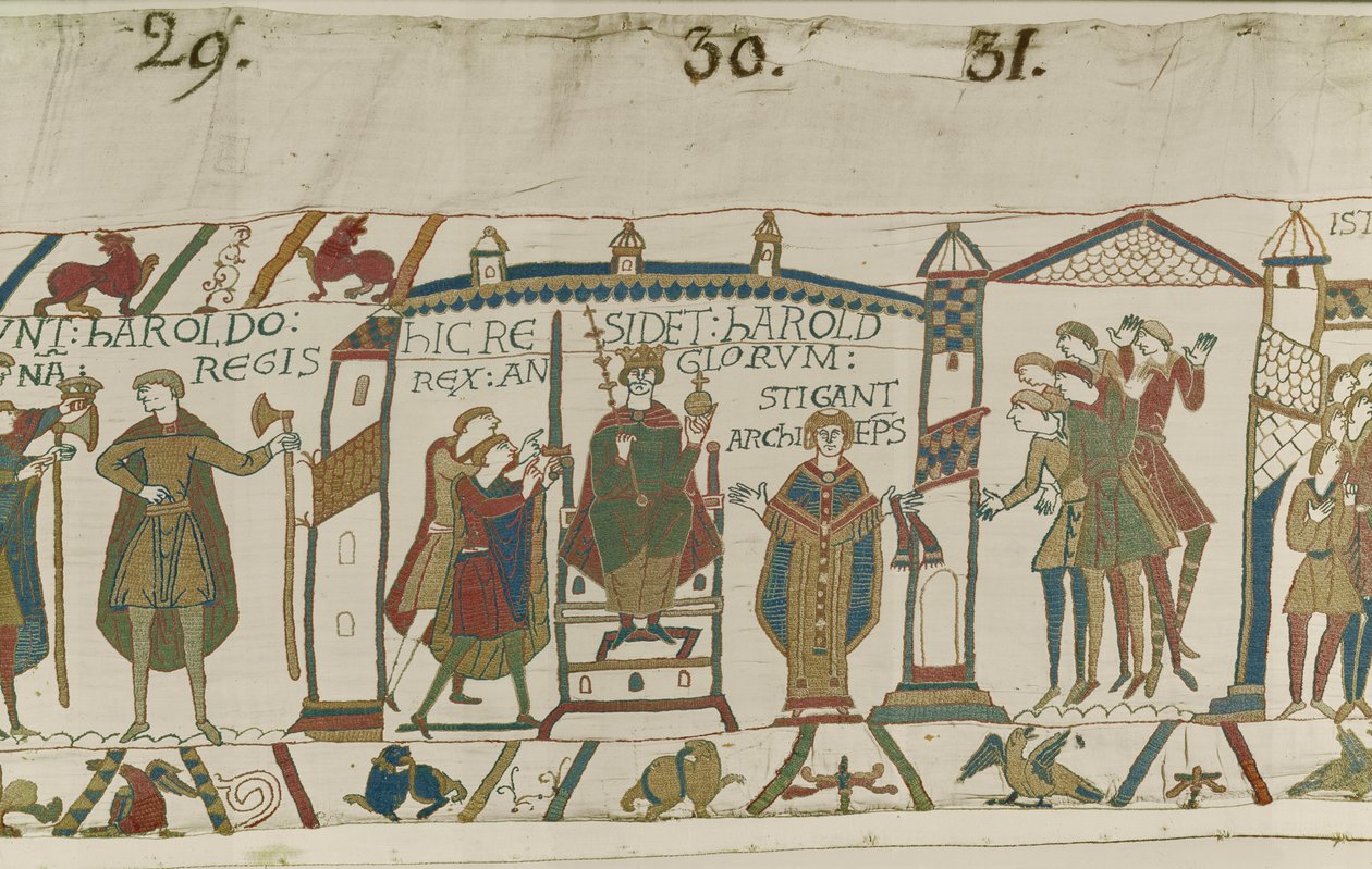 Koronacja Harolda na króla angielskiego, Bayeux Tapestry autorstwa Unbekannt Unbekannt