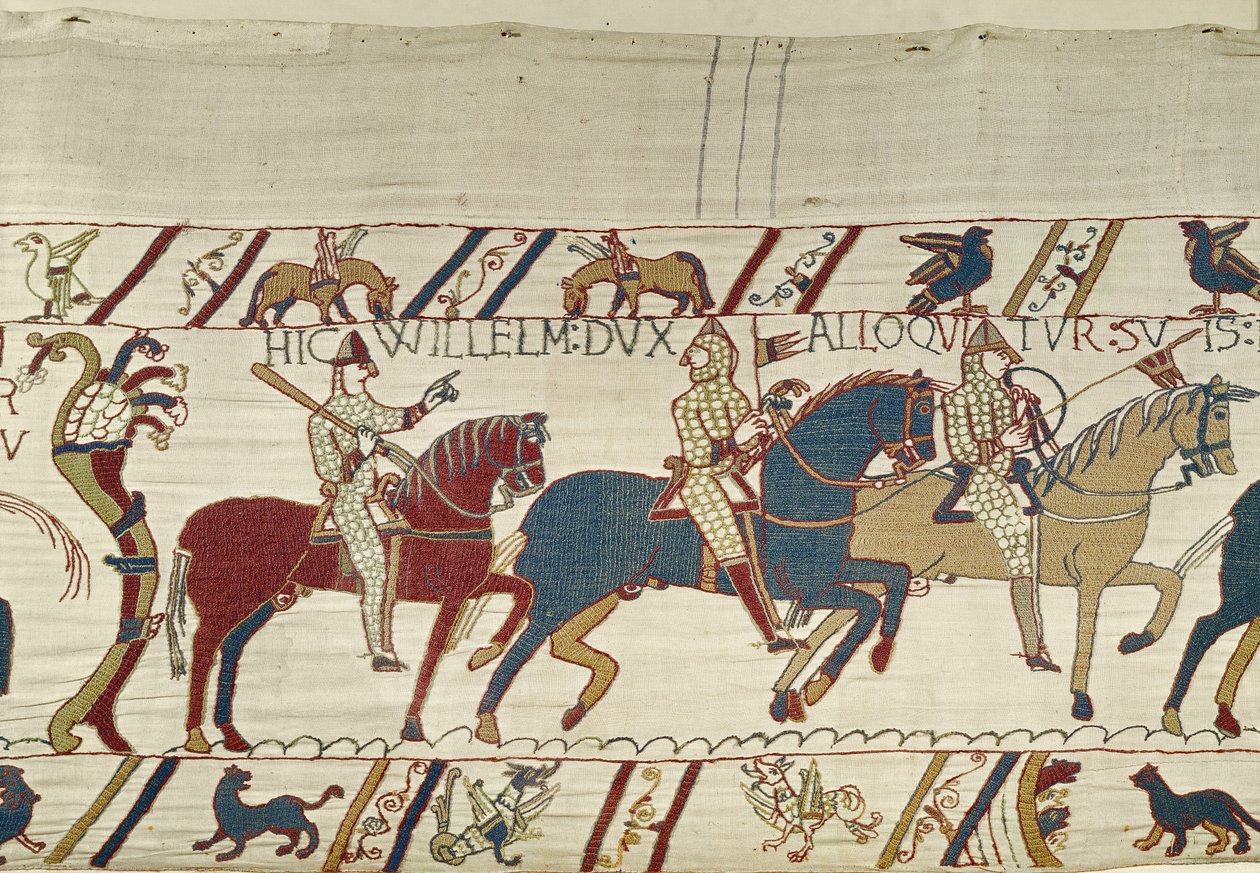 Książę William wzywa swoje wojska do przygotowania się do bitwy z armią angielską, Bayeux Tapestry autorstwa Unbekannt Unbekannt