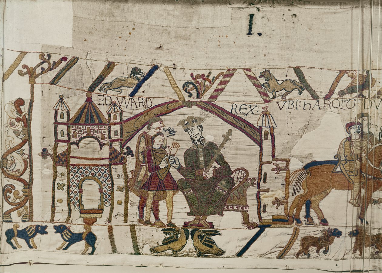 Król Edward Wyznawca wysyła Harolda do Normandii, Bayeux Tapestry autorstwa Unbekannt Unbekannt
