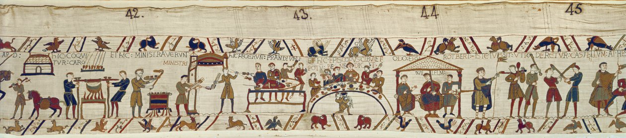 Słudzy normańscy przygotowują bankiet dla Williama, Bayeux Tapestry autorstwa Unbekannt Unbekannt