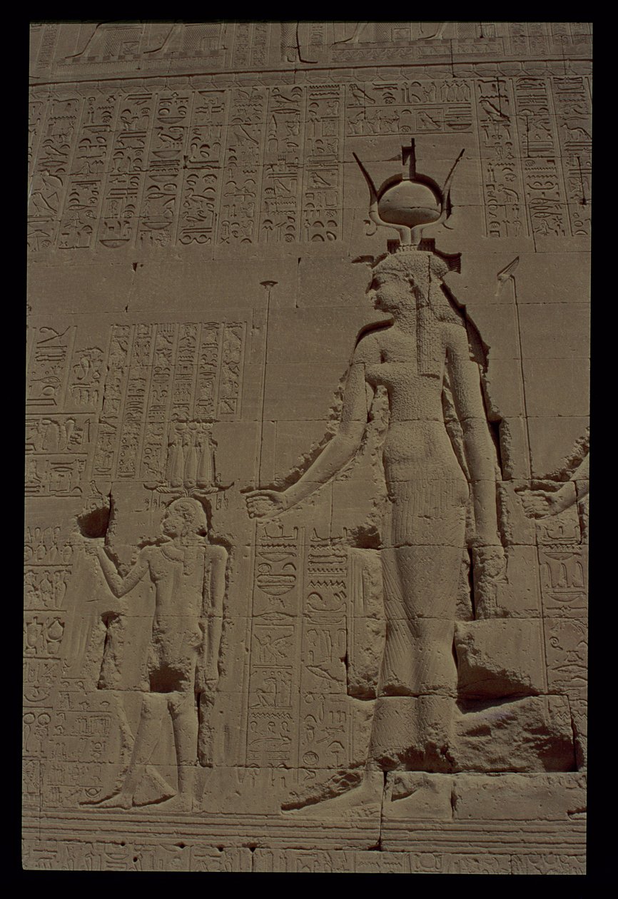 Płaskorzeźba przedstawiająca Hathor i jej syna, Ihy, z tylnej ściany świątyni, ok. 125 BC-AD 60 autorstwa Unbekannt Unbekannt