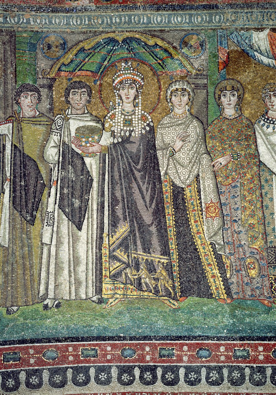 Teodora i jej dwór, fragment cesarzowej, ok. 547 rne autorstwa Unbekannt Unbekannt