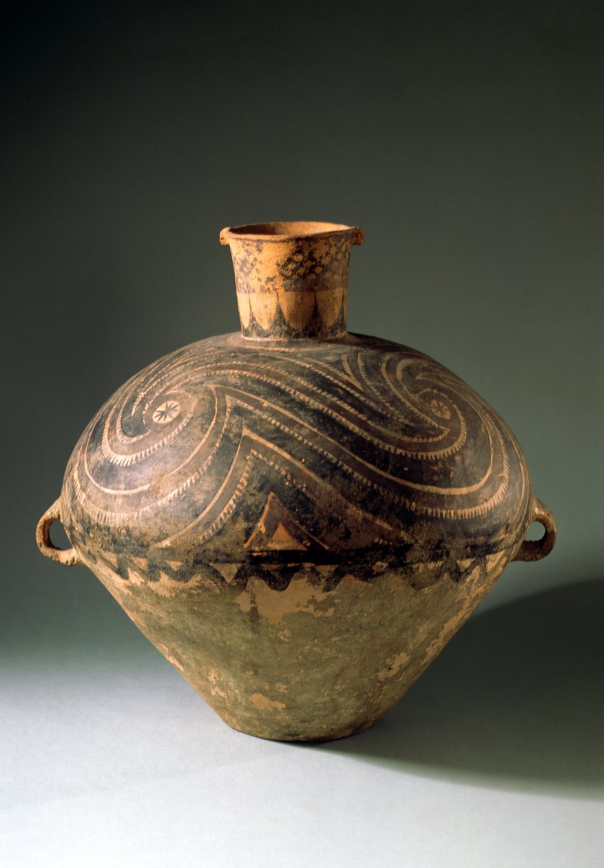 Wazon malowany spiralnym wzorem, z prowincji Gansu, okres Bashan, 2650-2350 pne autorstwa Unbekannt Unbekannt